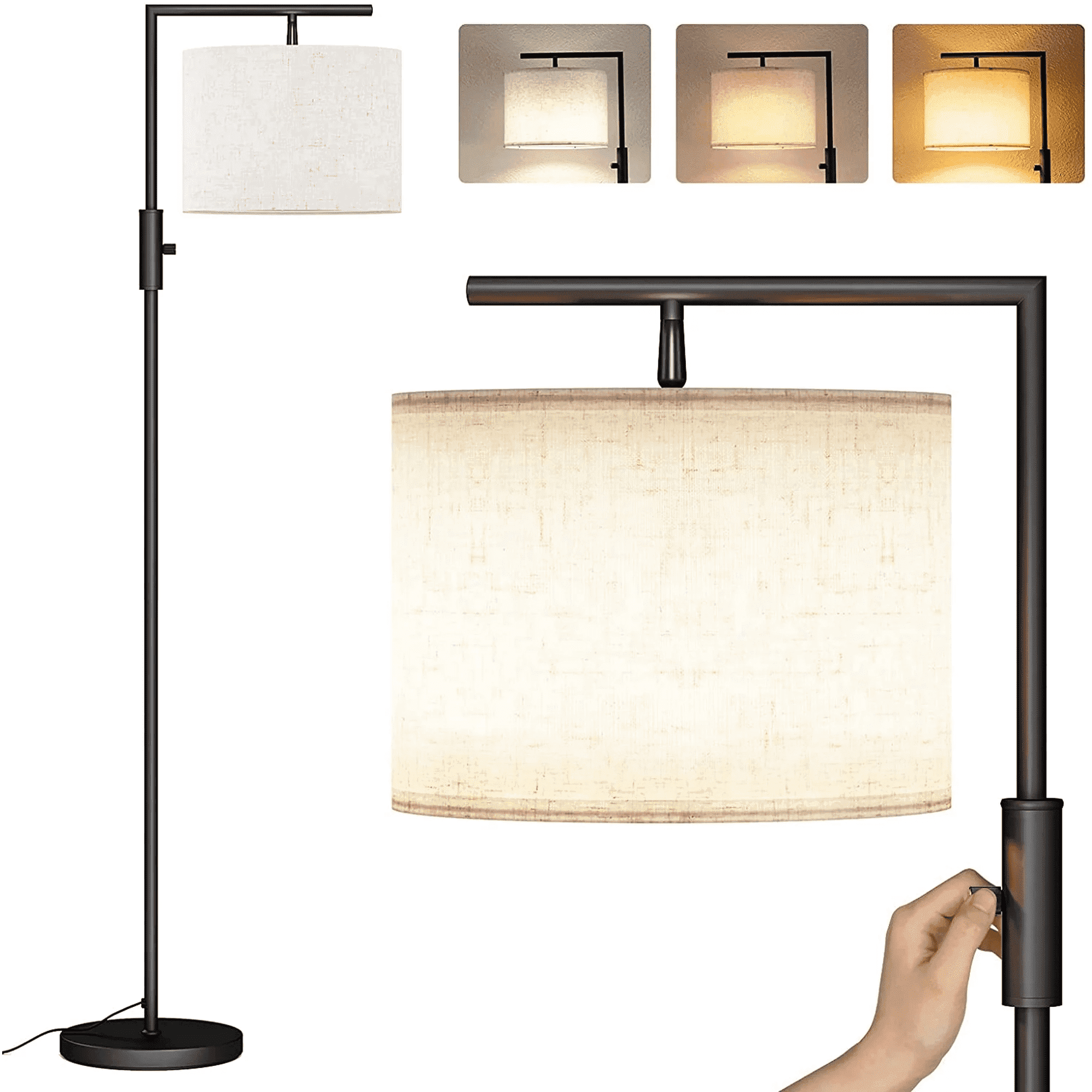 Cozylumi™ Iron Modern Standing Lamp, Gold Floor Lamp for Living Room, with Rotary