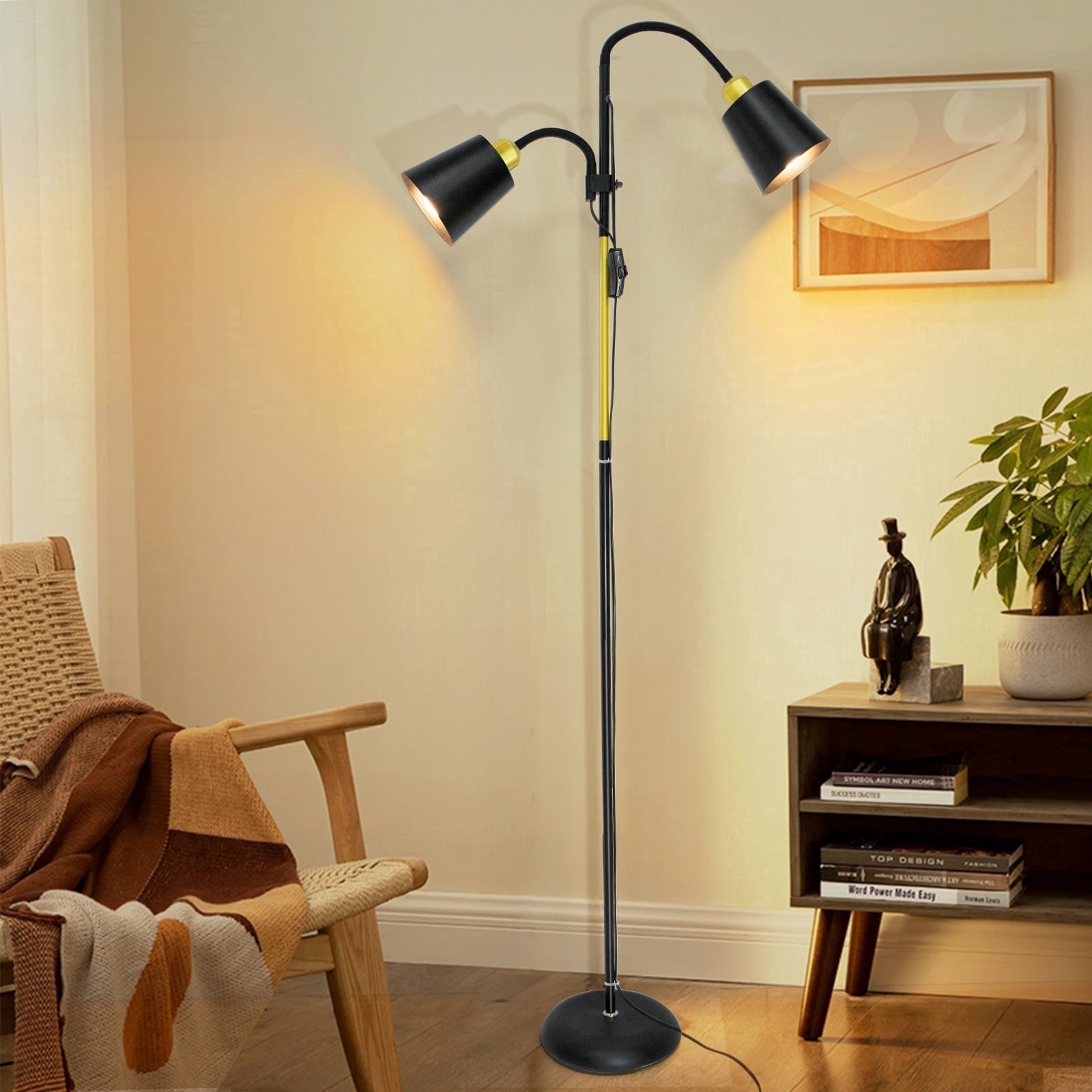 Cozylumi™ JOPESO Modern Industrial 59" Floor Lamp, Adjustable Lampshade Antique Brass &