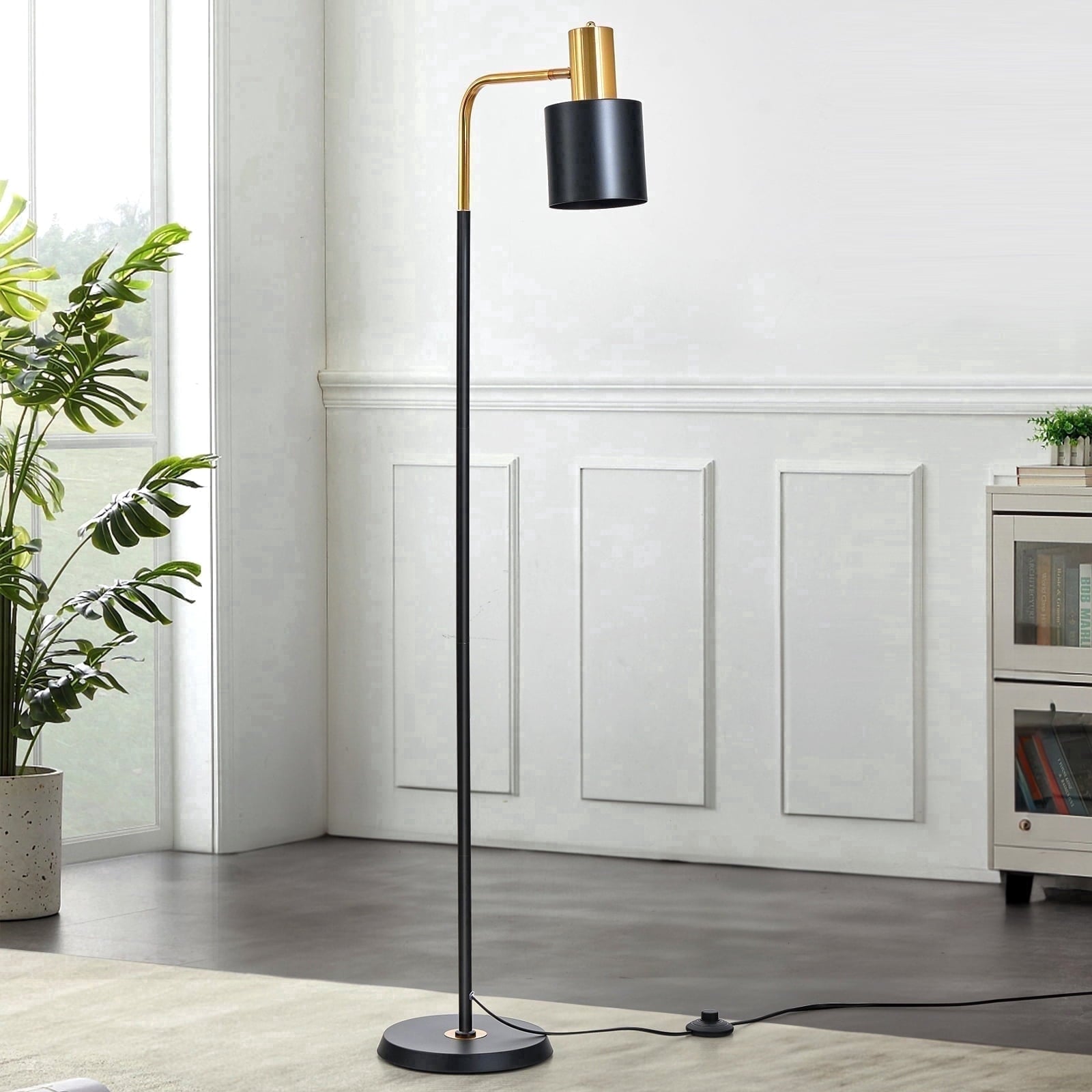 Cozylumi™ JOPESO Modern Industrial 59" Floor Lamp, Adjustable Lampshade Antique Brass &