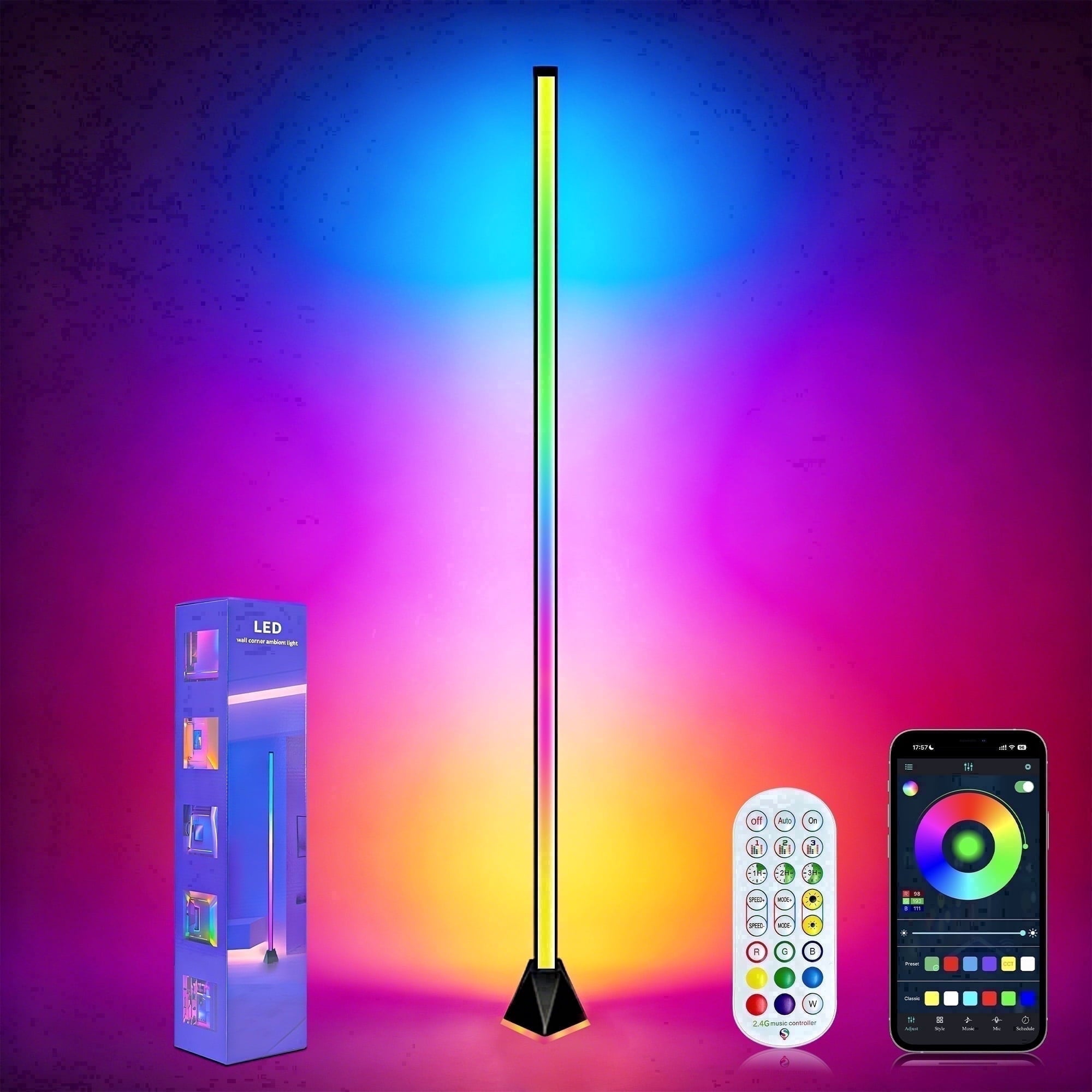 Cozylumi™ Alichome LED Corner Floor Lamp, with App & Remote Control, Smart RGB 16M