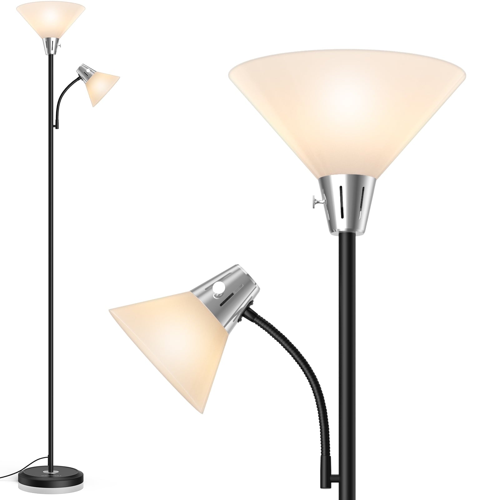Cozylumi™ 3-Head LED Floor Lamp with Adjustable Reading Lights, 3000K Warm White