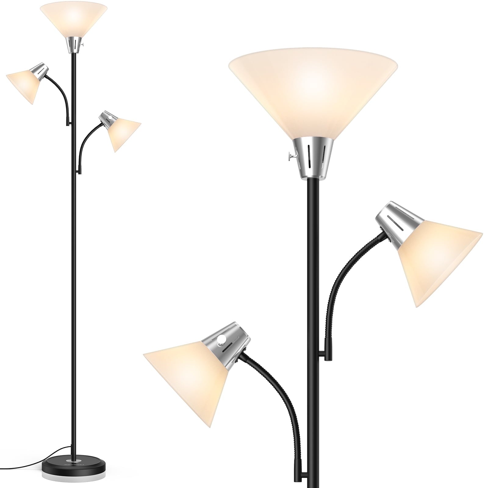 Cozylumi™ 3-Head LED Floor Lamp with Adjustable Reading Lights, 3000K Warm White