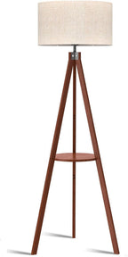 Cozylumi™ Tripod Floor Lamp, Mid Century Wood Standing Lamp, Modern Design Shelf Floor