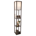 Cozylumi™ 62-inch Etagere LED Floor Lamp with 3 Tiers of Storage Shelving, Brown