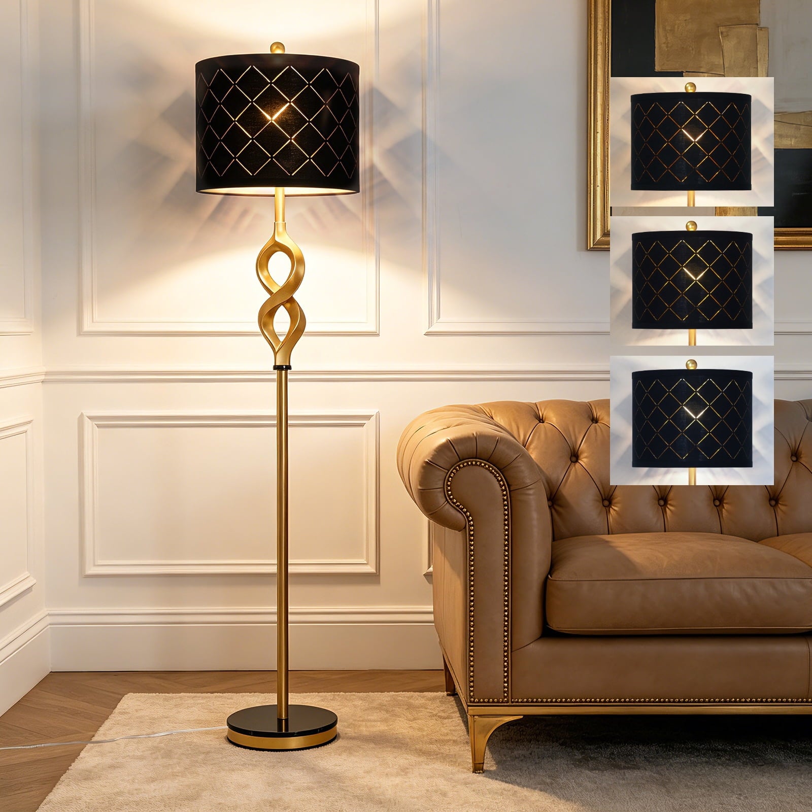 Cozylumi™ Lolikit Modern Gold Floor Lamp for Living Room Bedroom 65" Tall Retro