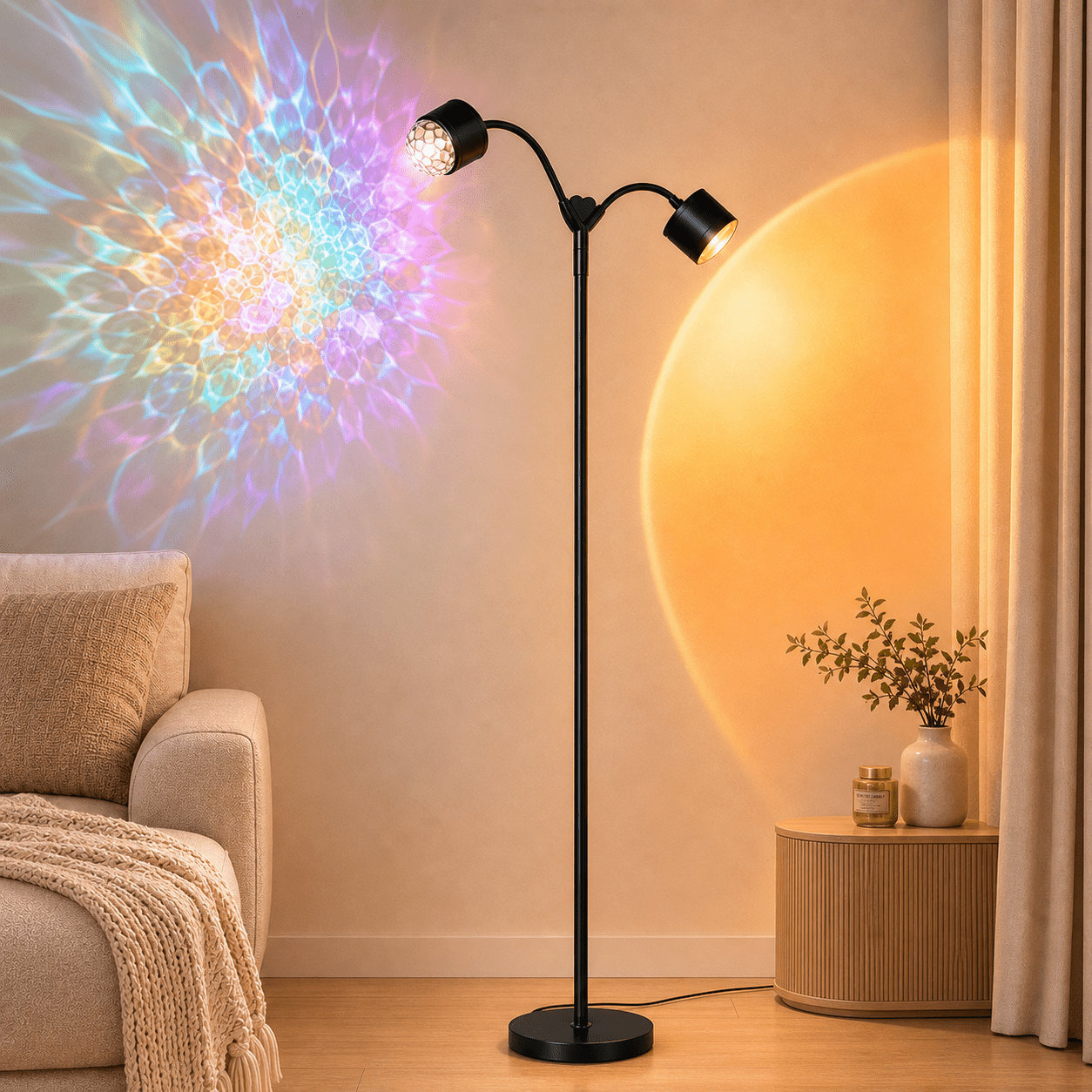 Cozylumi™ MEHOOM Sunset Standing Floor Lamp Projection with Ocean Wave, 360° Rotation