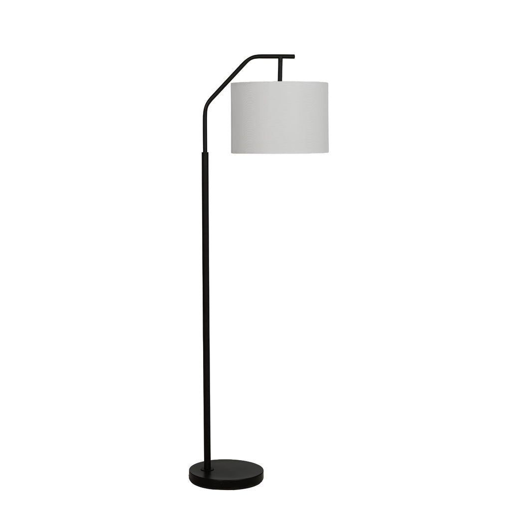 Cozylumi™ 62 in Black Metal Angled Downbridge Floor Lamp with White Linen Shade