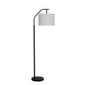 Cozylumi™ 62 in Black Metal Angled Downbridge Floor Lamp with White Linen Shade