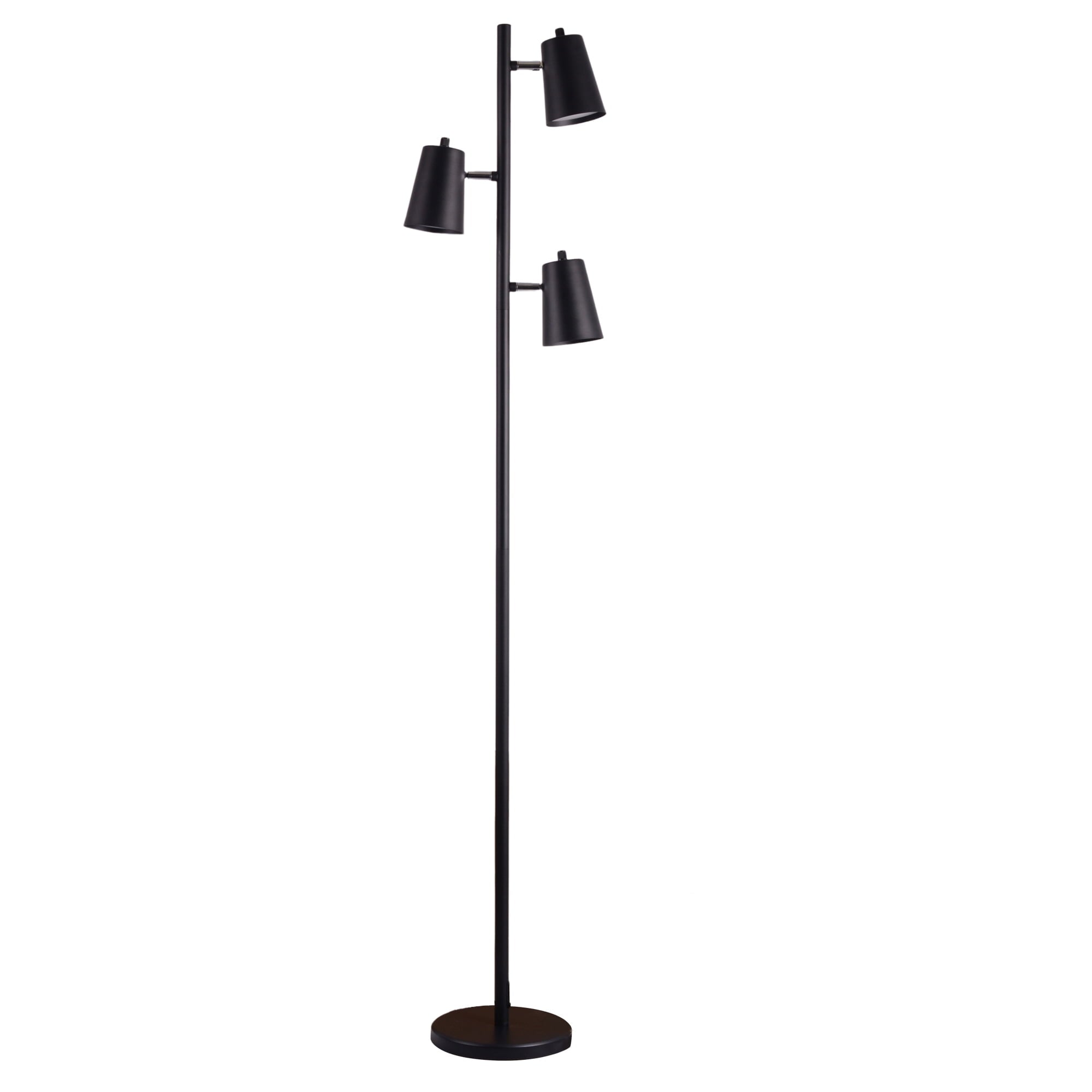 Cozylumi™ LED Floor Lamp, 62.2 in Height, 3 Adjustable Lights, Matte Black Finish, 1-Pack