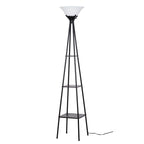 Cozylumi™ Metal Etagere Floor Lamp with Shelves, Charcoal Finish