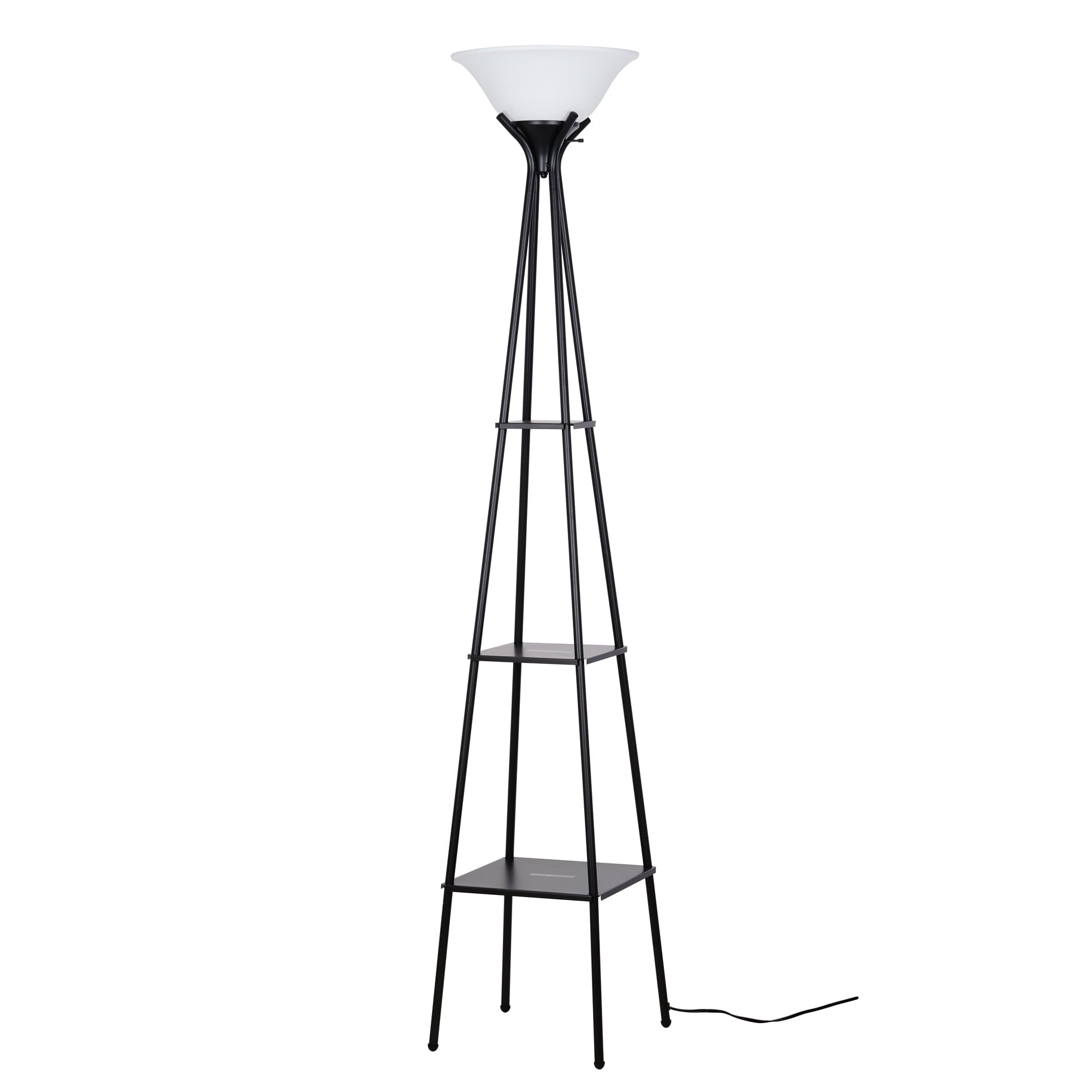 Cozylumi™ Metal Etagere Floor Lamp with Shelves, Charcoal Finish
