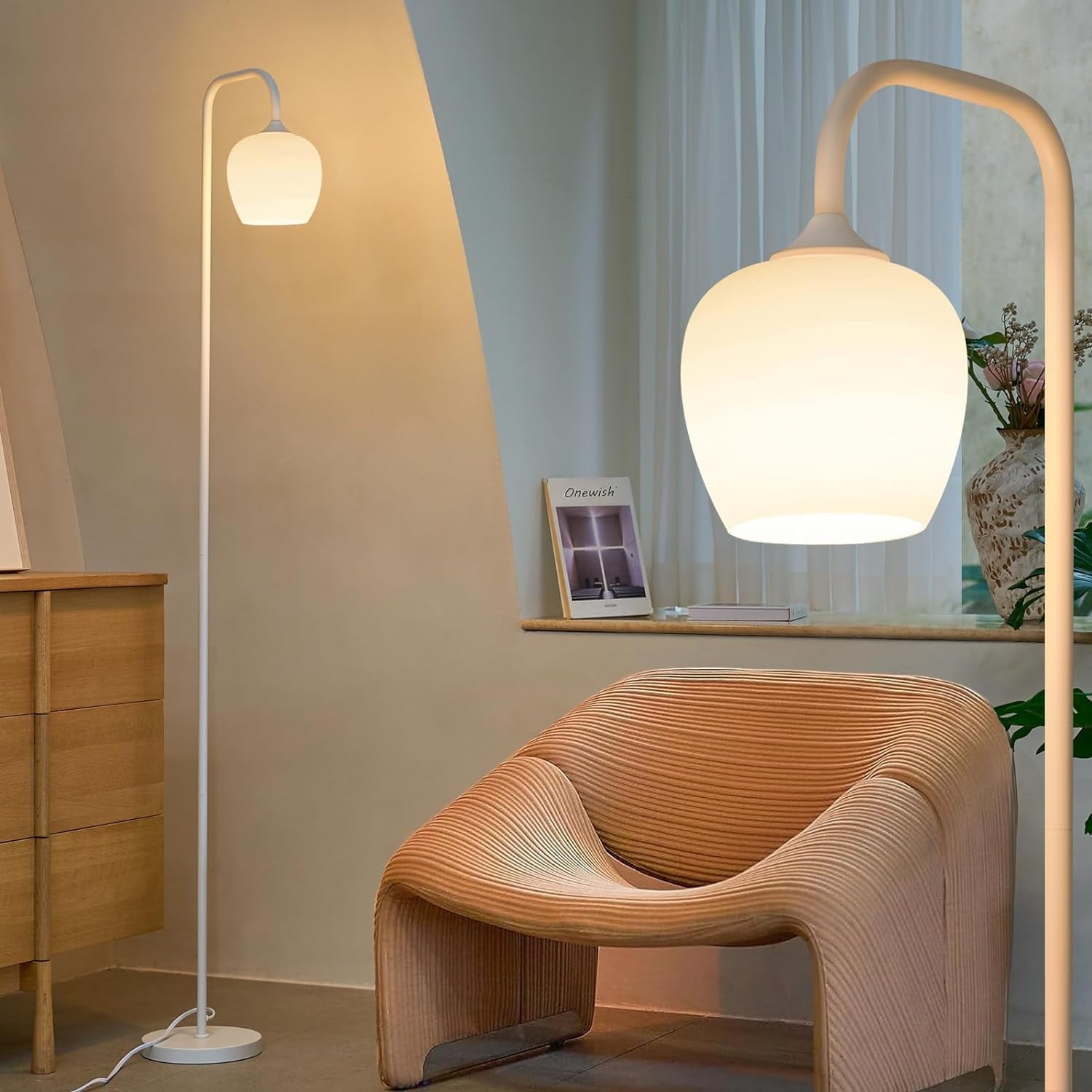 Cozylumi™ ONEWISH 65" Floor Lamp for Living Room, Modern Standing Lamp with Opal Glass