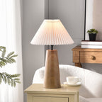 Cozylumi™ Table Lamp, Wood Grain Finish with Pleated Shade