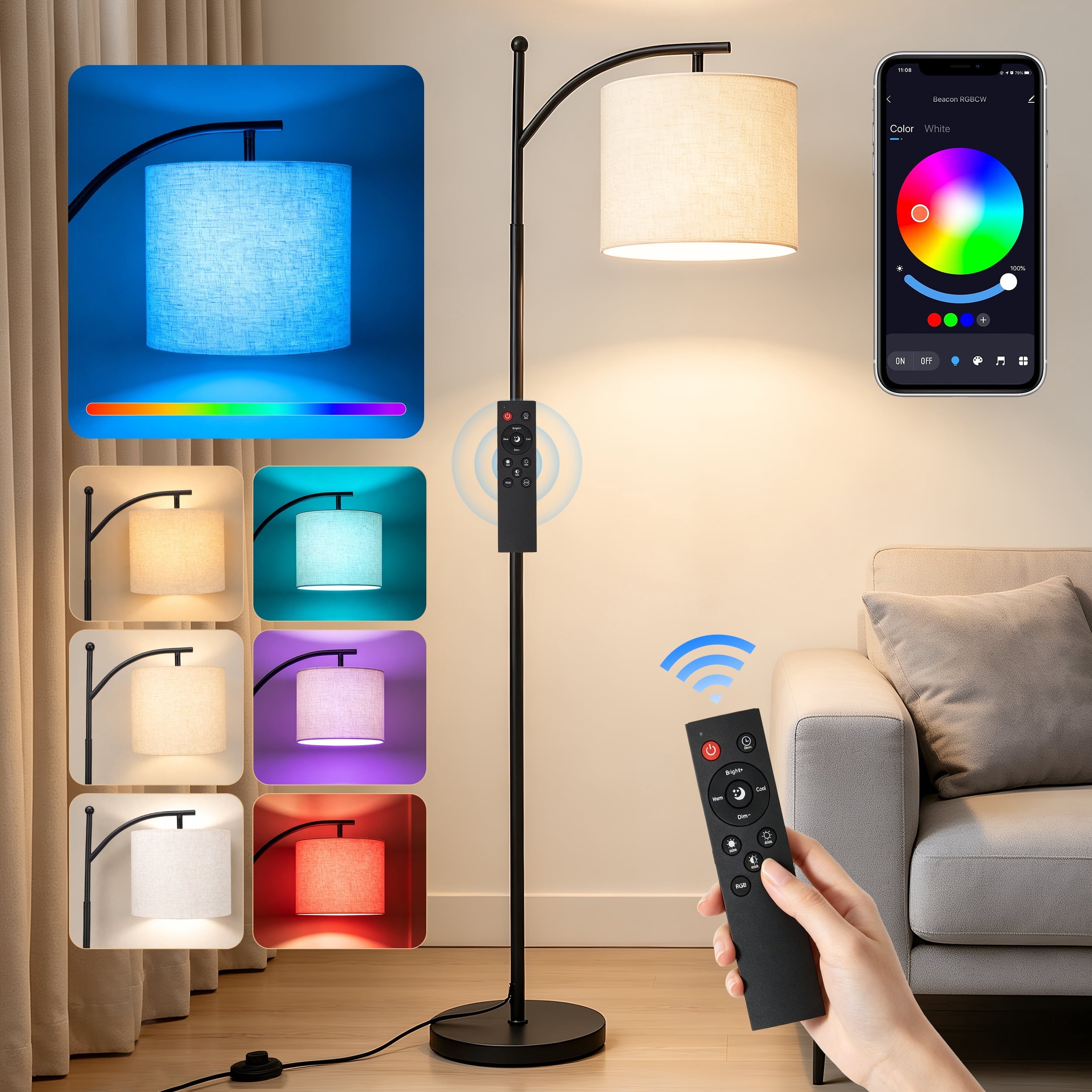 Cozylumi™ RELOIVE Floor Lamp for Living Room - Smart Arc Floor Lamp with APP & Remote