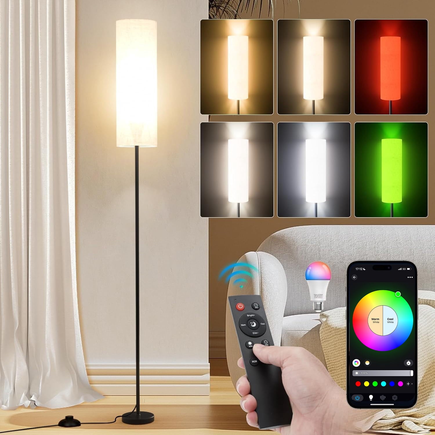 Cozylumi™ BN-LINK RGB Floor Lamp with Timer, Corner Lamp with Music Sync and 16 Million