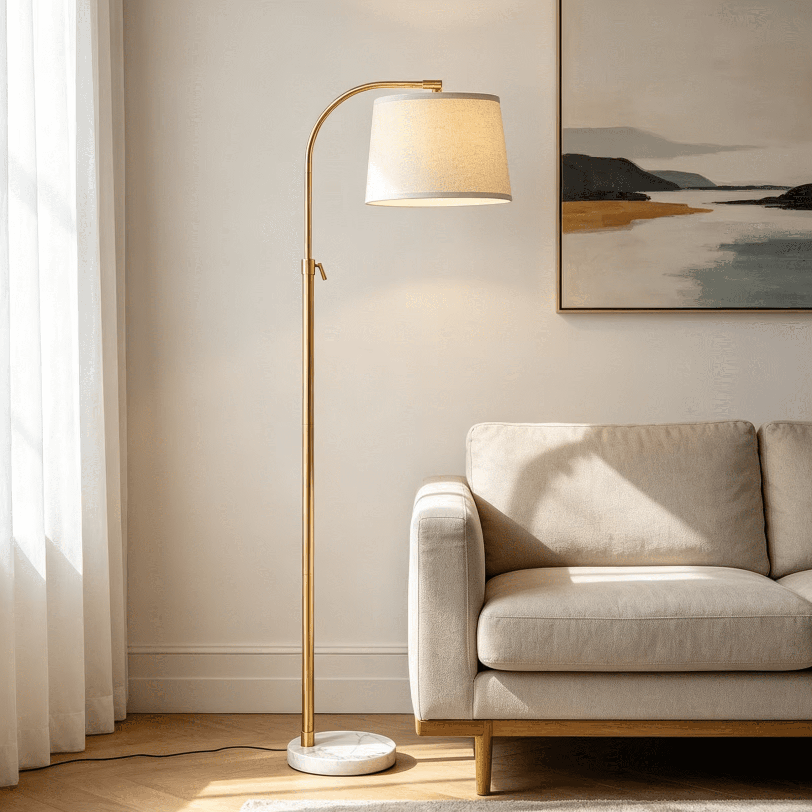 Cozylumi™ RORIA 64 Modern Floor Lamp, Height Adjustable Curved Standing Lamp,for
