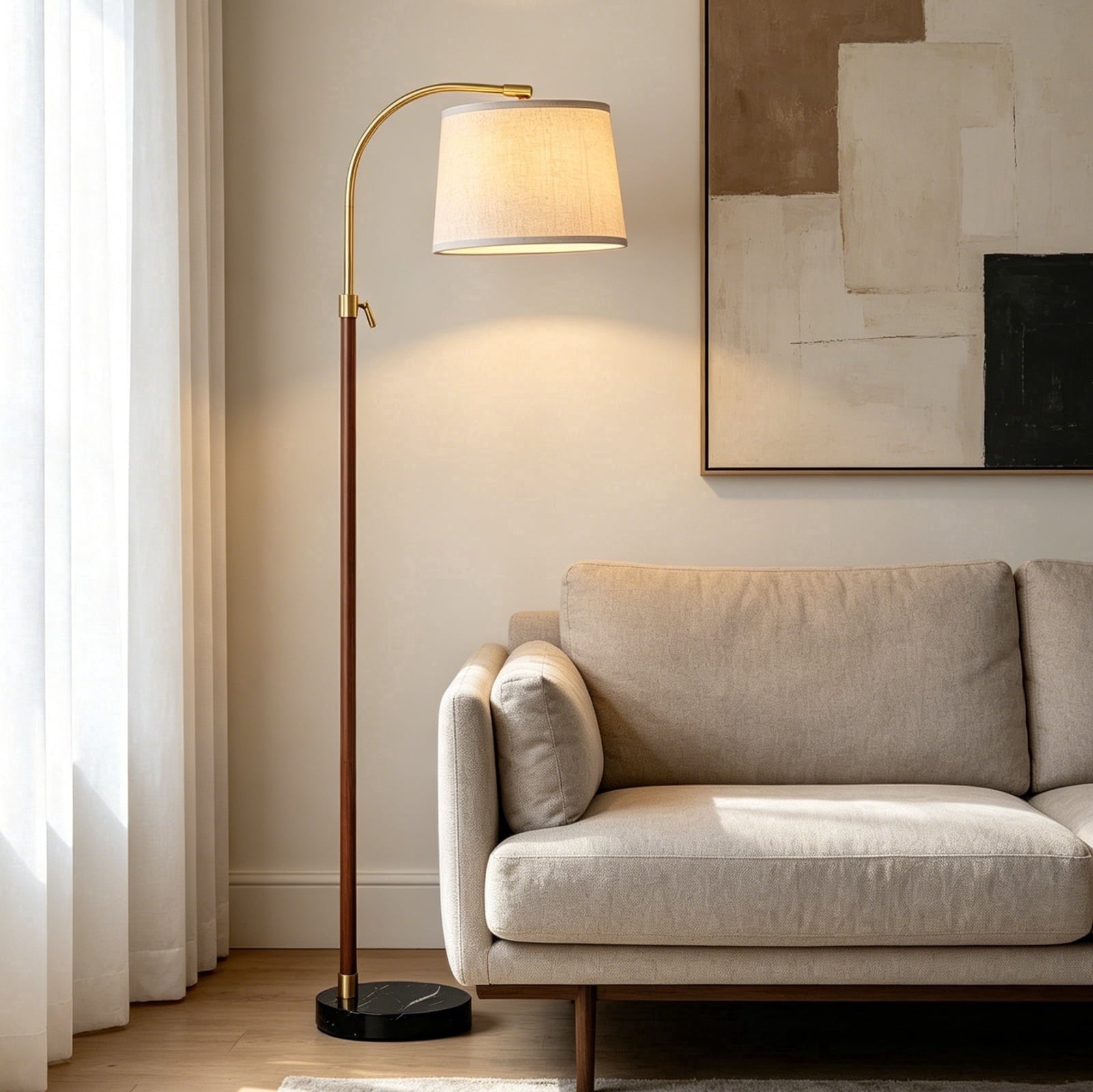 Cozylumi™ RORIA 64 Modern Floor Lamp, Height Adjustable Curved Standing Lamp,for