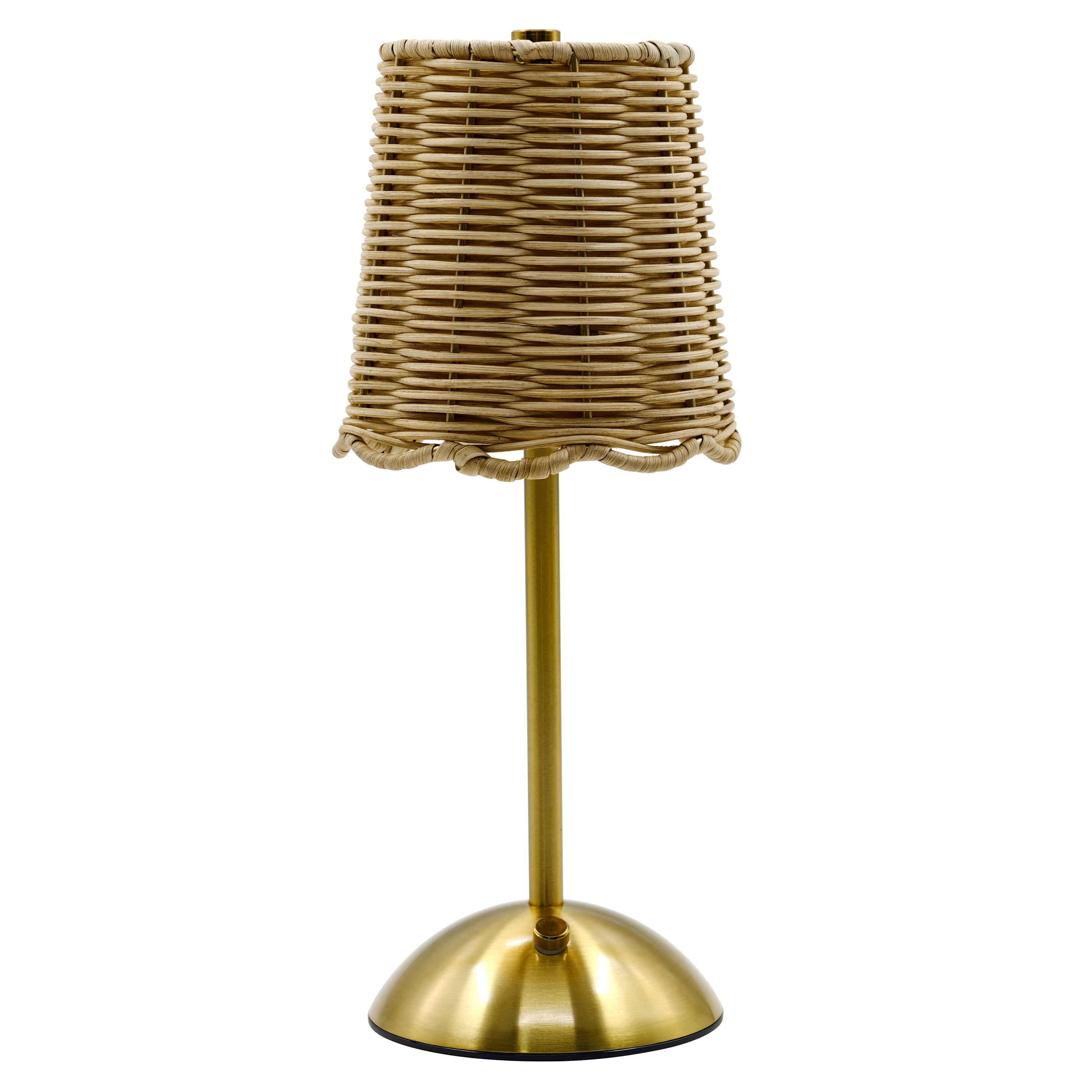 Cozylumi™ Cordless Indoor Rattan and Gold Colored Table Lamp with Touch Switch/Dimmer