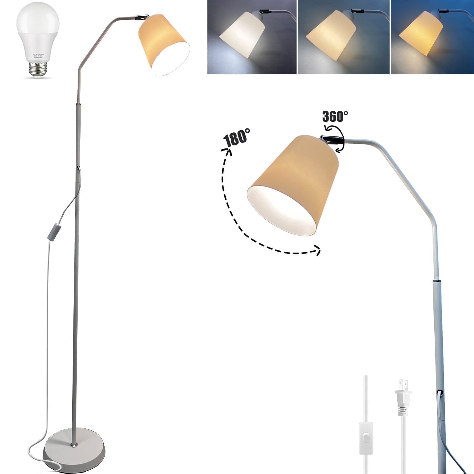 Cozylumi™ Golyzmt 60 inch Black Floor Lamp for Bedroom Living Room, Modern Dimmable