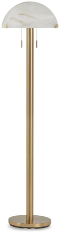 Cozylumi™ Tobbinsen 61" Art Deco Glass Dome Metal Floor Lamp with Pull Chains, Brass