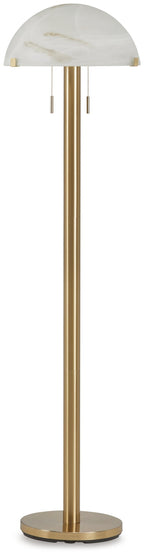 Cozylumi™ Tobbinsen 61" Art Deco Glass Dome Metal Floor Lamp with Pull Chains, Brass