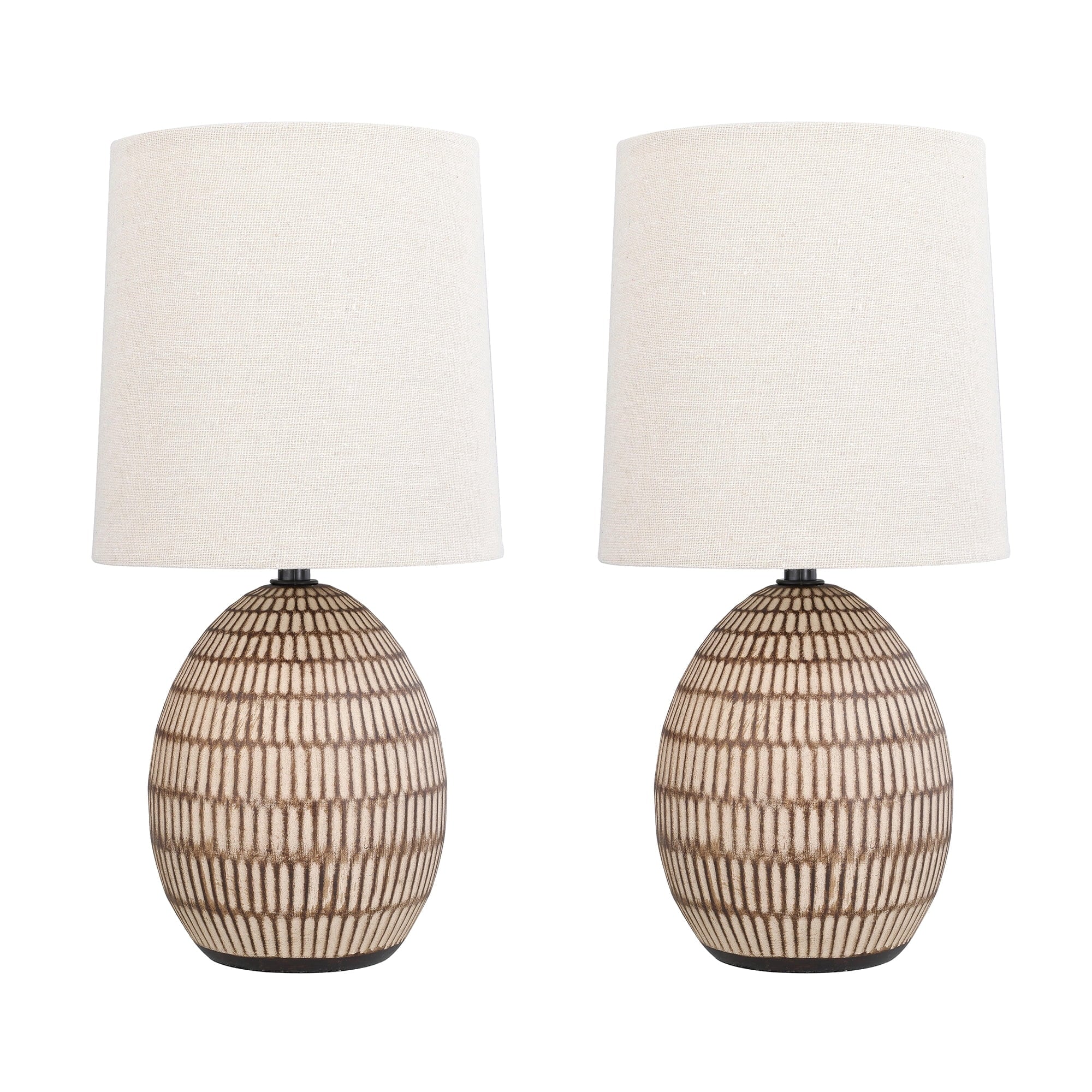 Cozylumi™ Simple Home 2-Pack Small Ceramic Table Lamps, Bohemian Carved Bedside Lamps