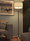 Cozylumi™ Stowe 61'' Floor Lamp with White Fabric Drum Shade Transitional Floor Light