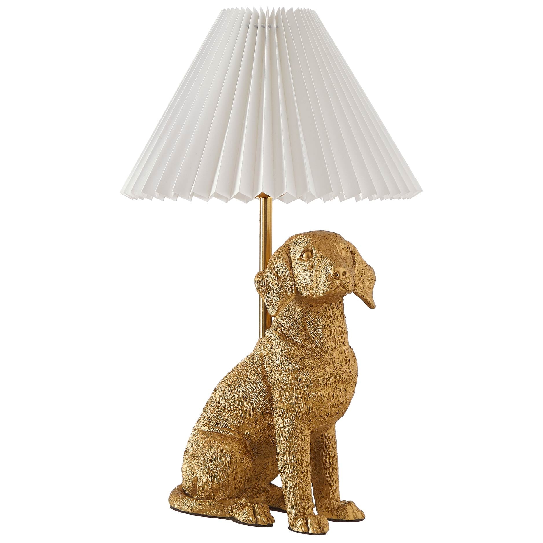 Cozylumi™ White Labrador Dog Brass Table Lamp