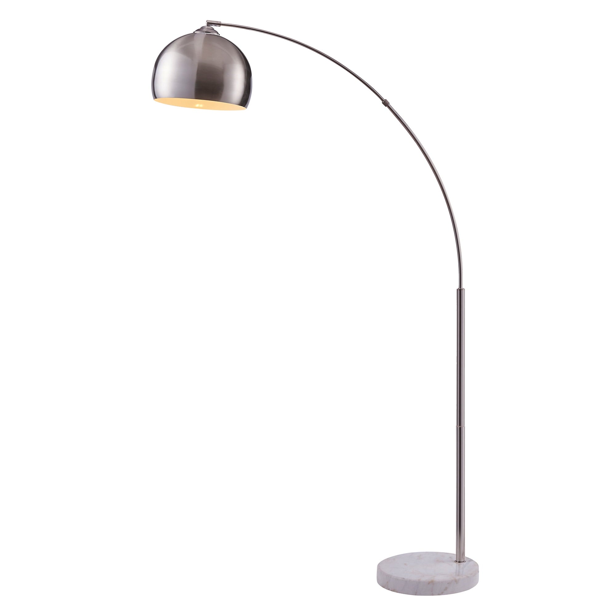Cozylumi™ Teamson Home Arquer 68.1" Arc Floor Lamp with Faux Marble Base, Nickel
