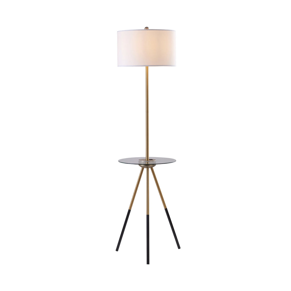 Cozylumi™ Teamson Home Myra Floor Lamp with Glass Table and Built-In USB Port, Gold/Black