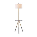 Cozylumi™ Teamson Home Myra Floor Lamp with Glass Table and Built-In USB Port, Gold/Black