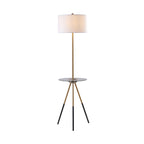 Cozylumi™ Teamson Home Myra Floor Lamp with Glass Table and Built-In USB Port, Gold/Black