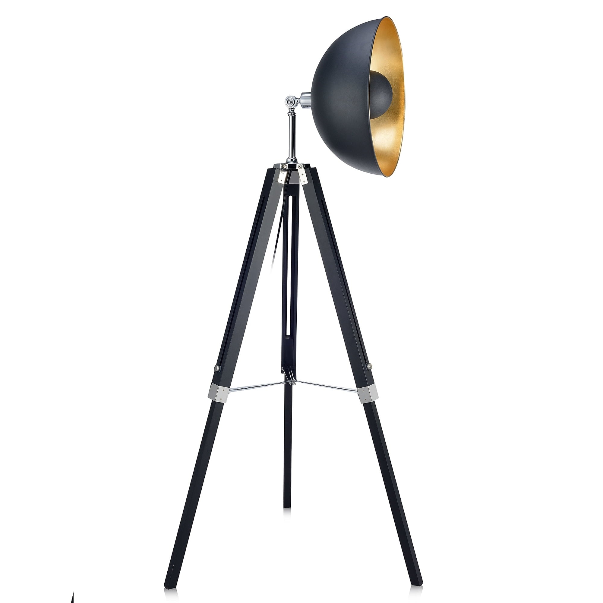 Cozylumi™ Teamson Home Tripod Floor Lamp Industrial Metal Dish Shade Black Fascino