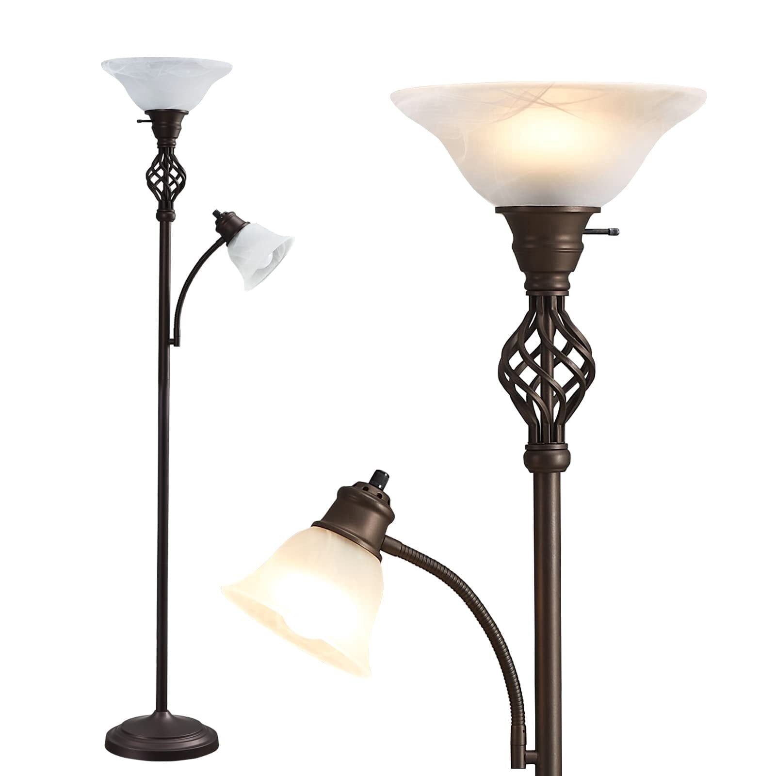 Cozylumi™ Floor Lamp for Living Room, LED Standing Reading Light for Bedroom with Glass
