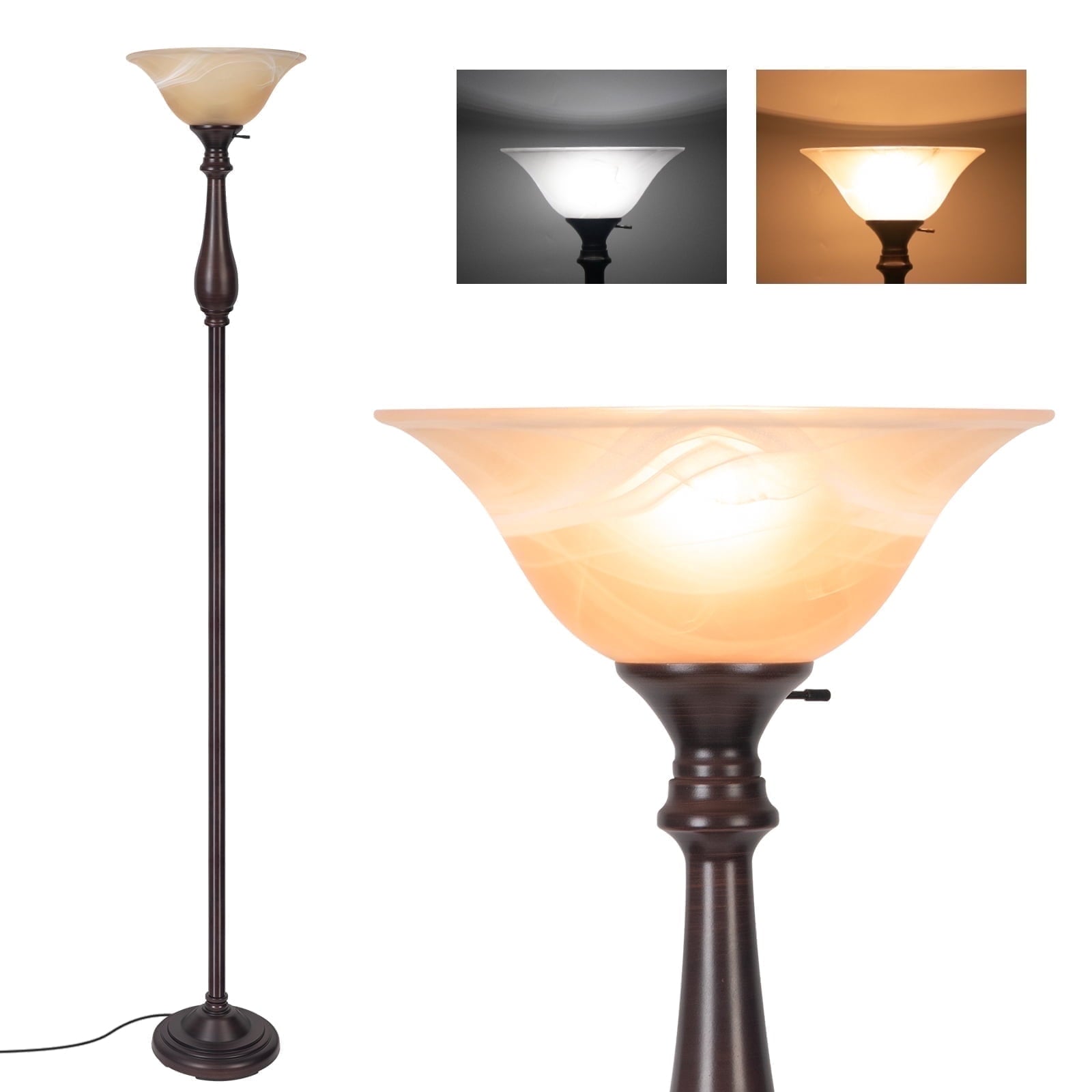 Cozylumi™ HonoDing Floor Lamp for Living Room, Standing Lamp with Glass Shade,Tall