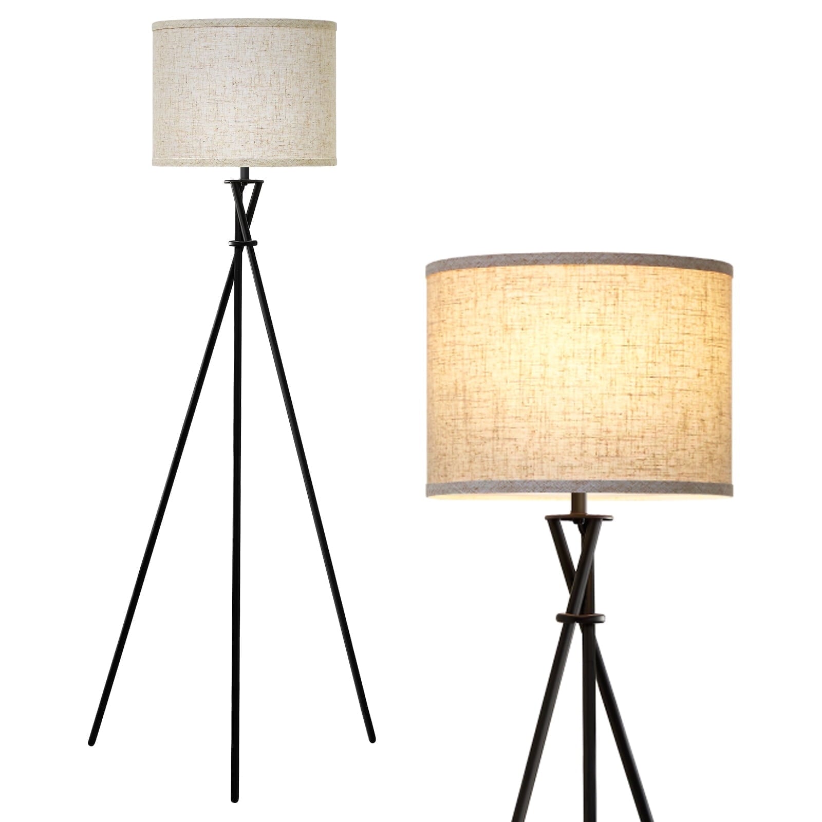 Cozylumi™ Black Tripod Floor Lamp, Mid Century Standing Lamp for Living Room,61" Tall