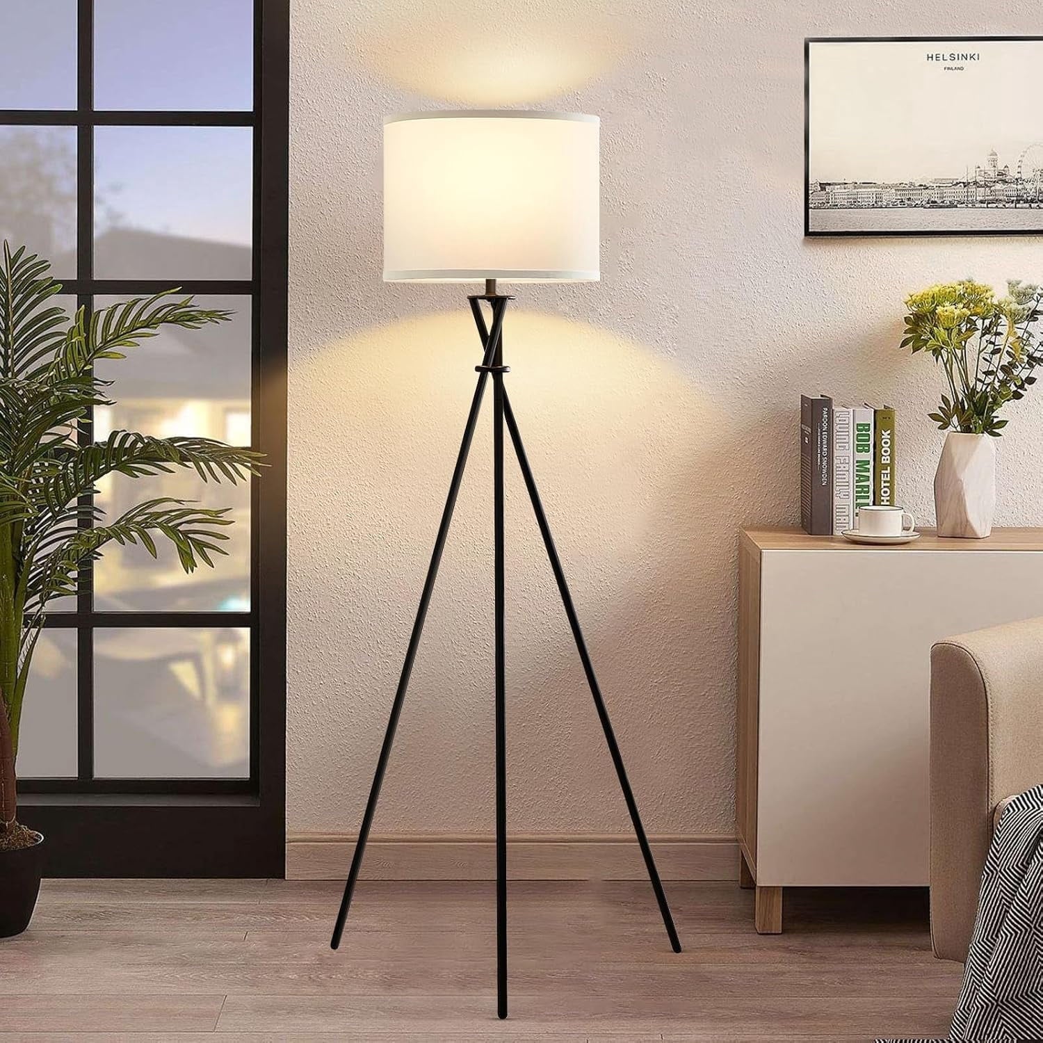 Cozylumi™ Black Tripod Floor Lamp, Mid Century Standing Lamp for Living Room,61" Tall
