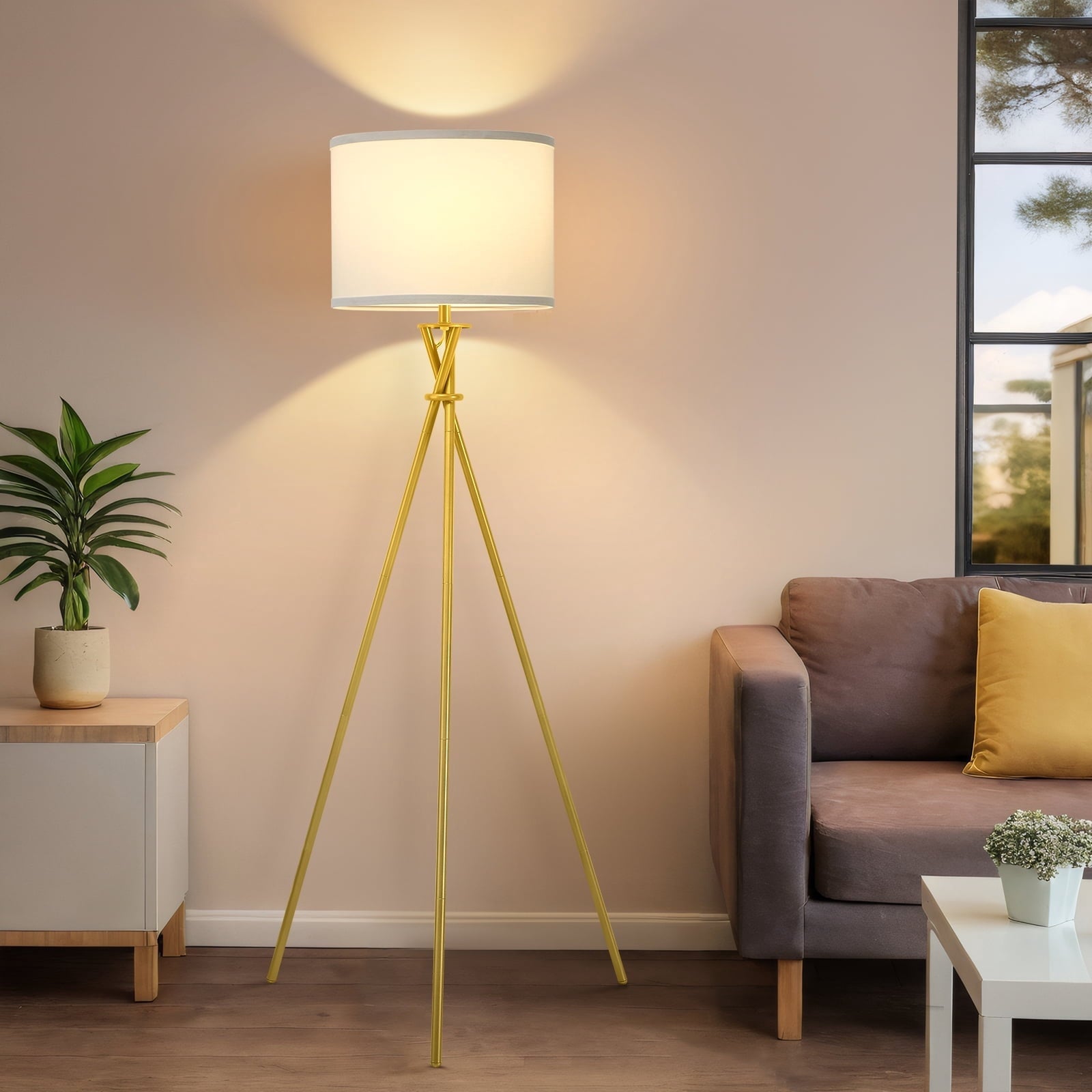 Cozylumi™ Black Tripod Floor Lamp, Mid Century Standing Lamp for Living Room,61" Tall