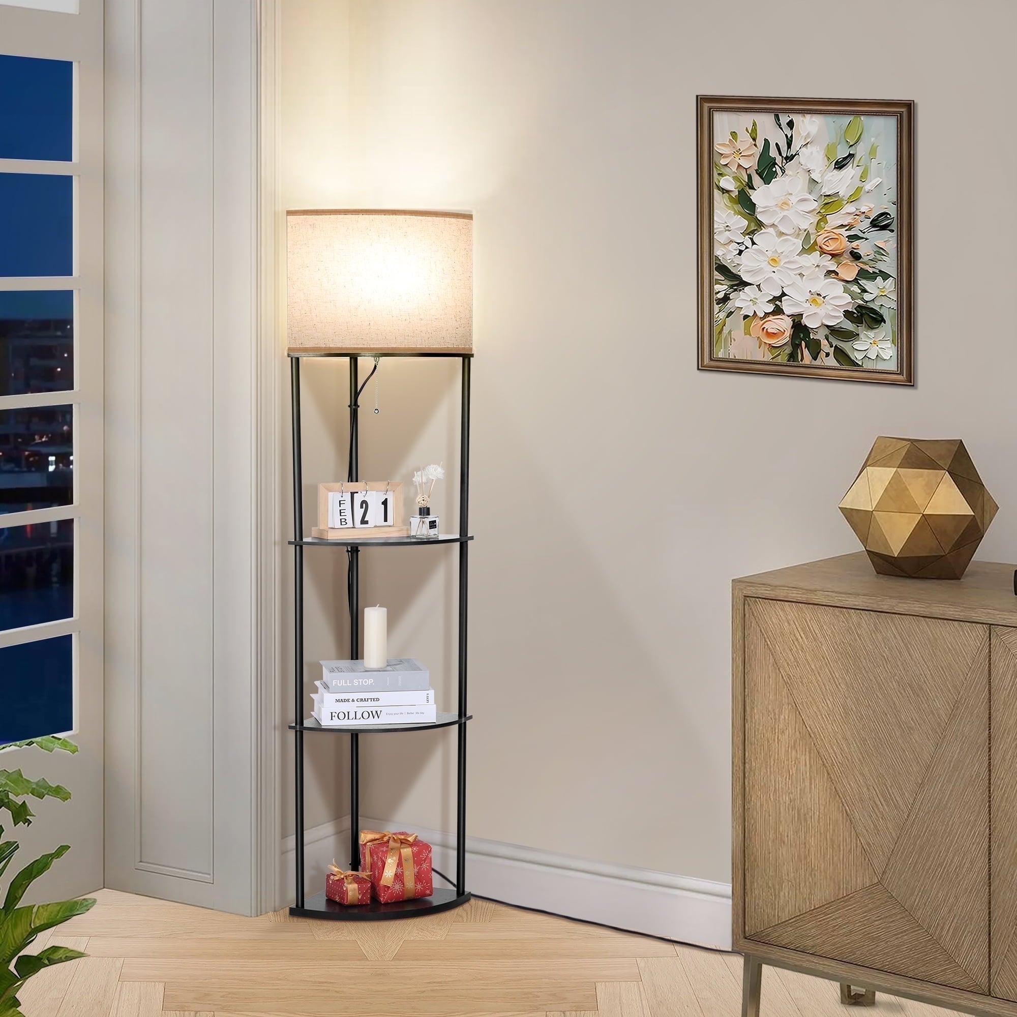 Cozylumi™ Vesteel Corner Floor Lamp for Living Room, Standing Lamps with with 3-Tier