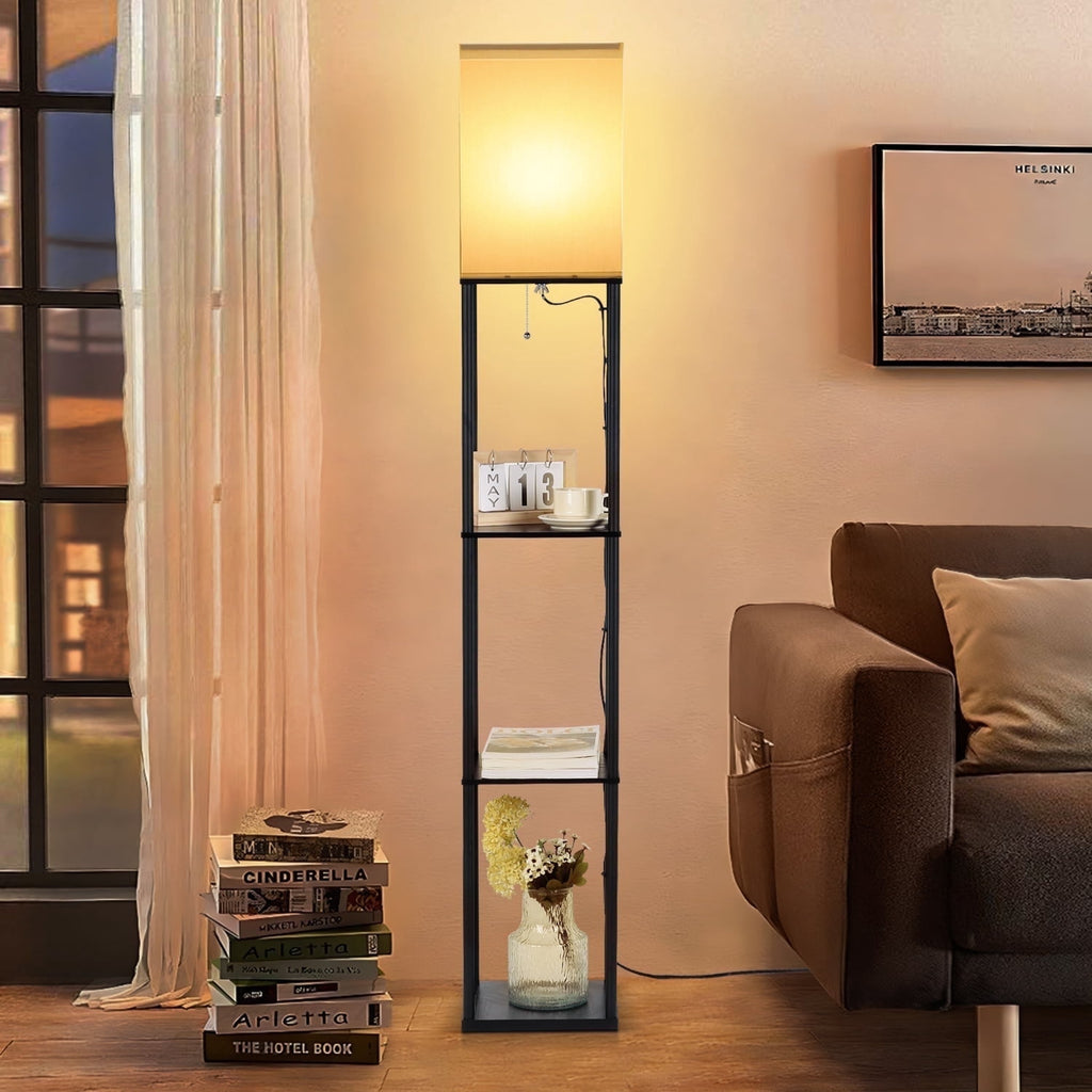 Cozylumi™ Vesteel Floor Lamp with 3-Tier Shelves, Standing Lamp with 3 Color Adjustable