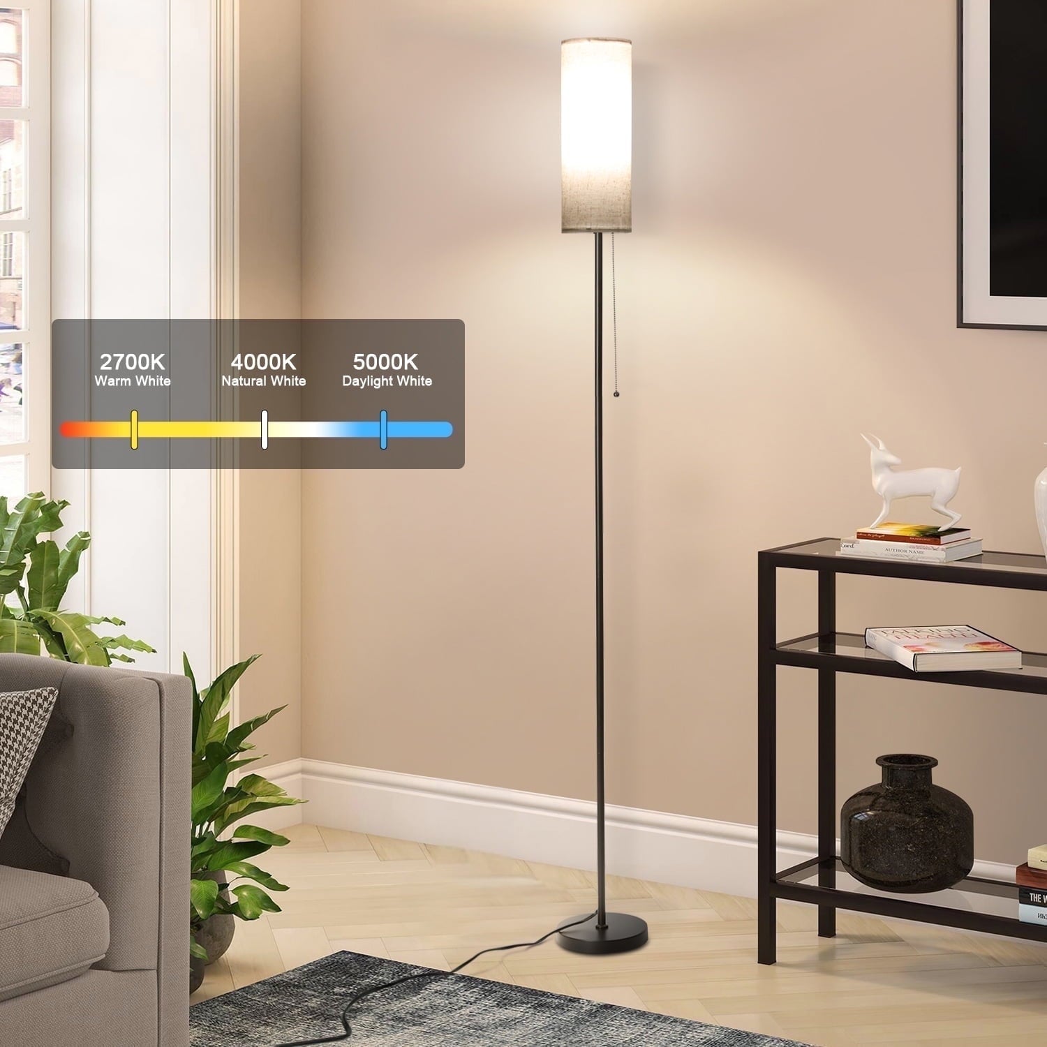 Cozylumi™ Vesteel Floor Lamp for Living Room, Modern Standing Lamp with 3 Color