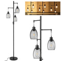 Cozylumi™ Vesteel Standing Lamp, Farmhouse Lamp with 3 Teardrop Cage and Bulbs