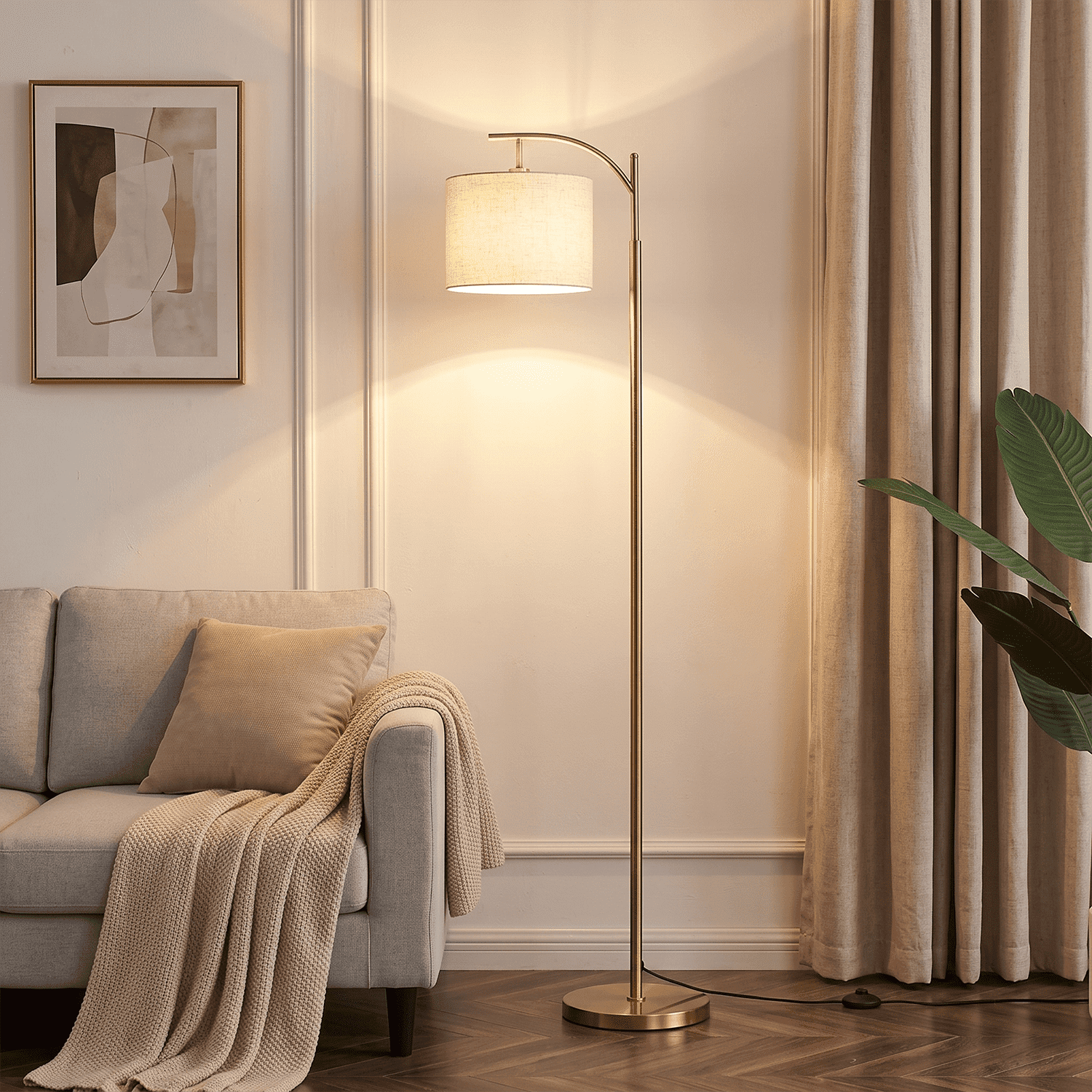 Cozylumi™ Vesteel Floor Lamp, Standing Lamp with 3 Color Temperatures & Lampshade, Arch