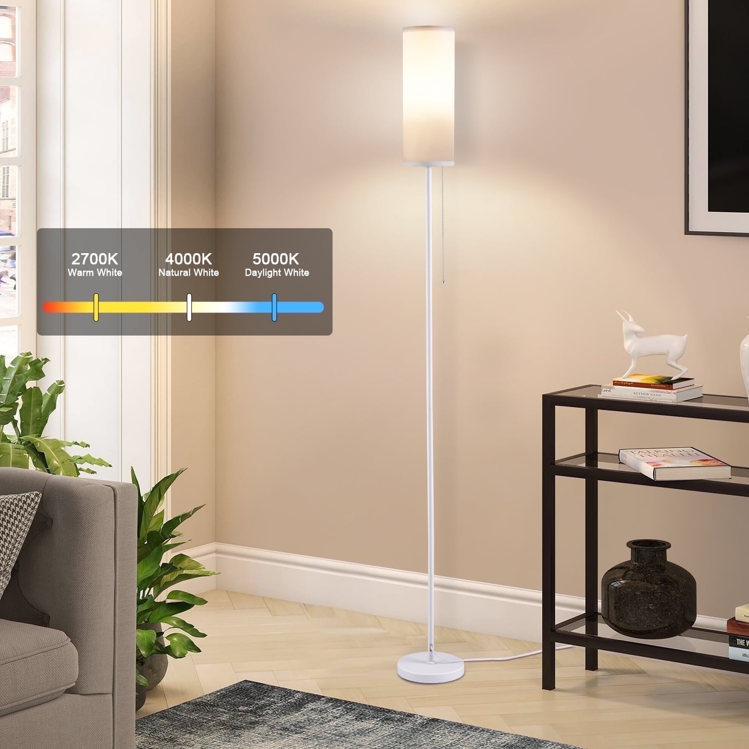Cozylumi™ Vesteel Floor Lamp for Living Room, Modern Standing Lamp with 3 Color