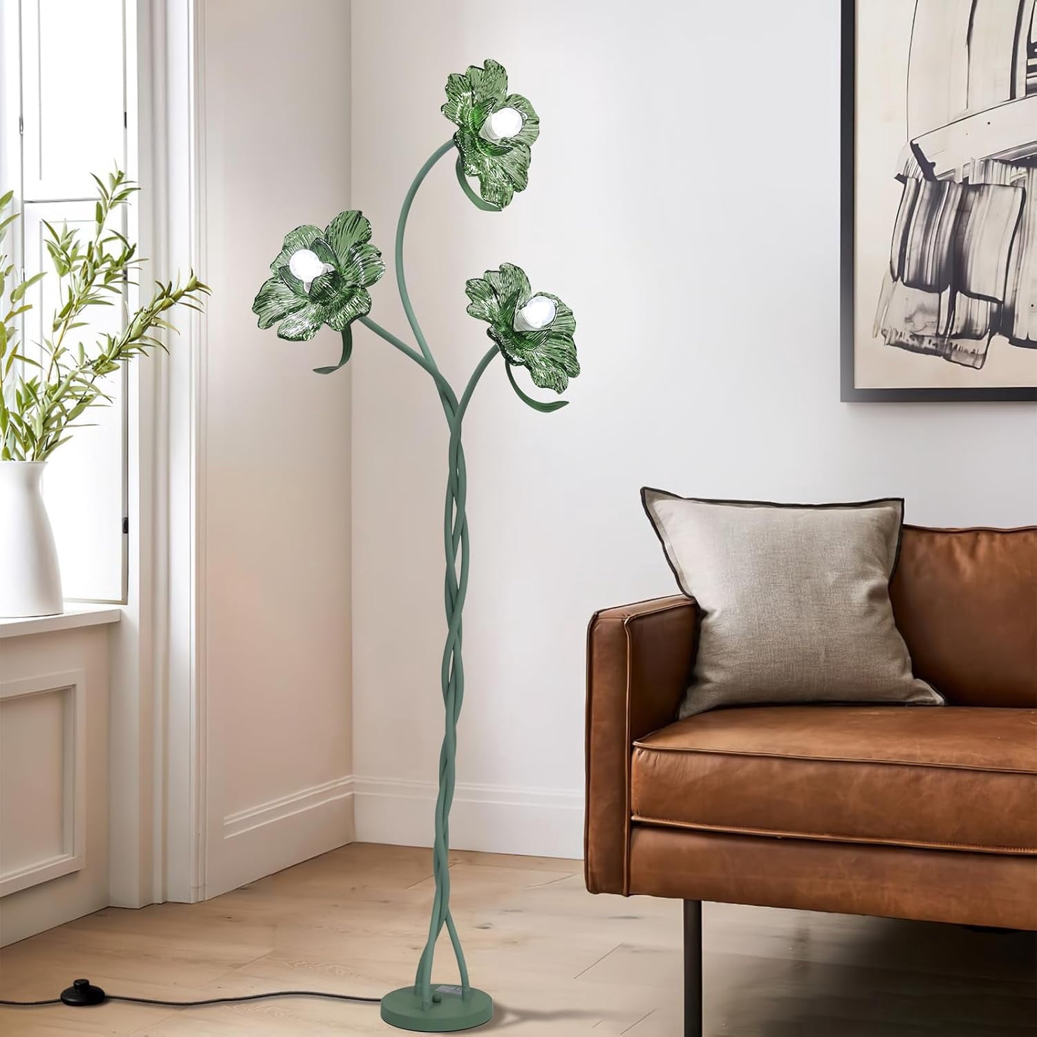 Cozylumi™ Vintage Flower Floor Lamp for Girls' Bedroom, Cute 3 Heads Floor Reading