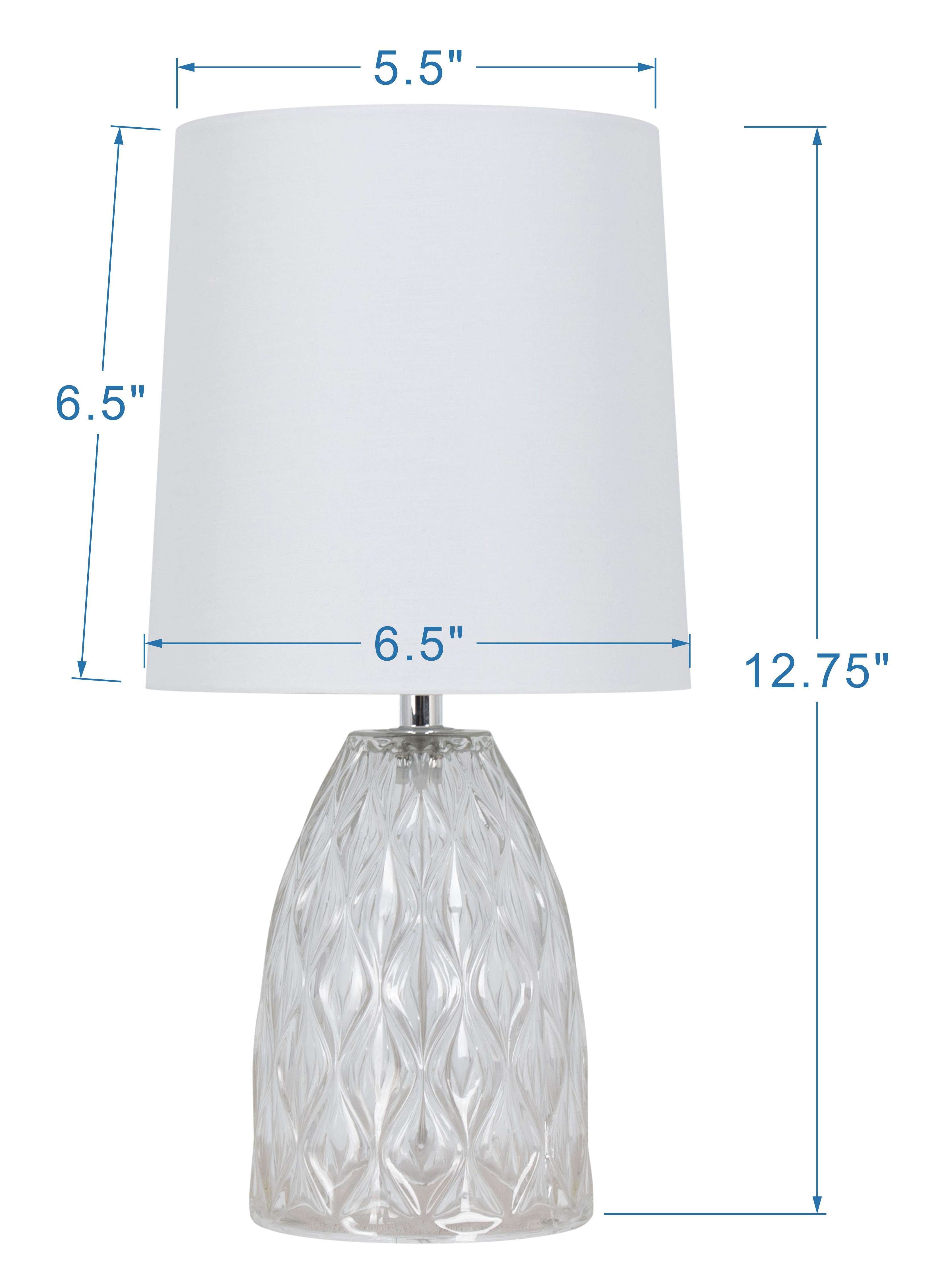 Cozylumi™ Mini Clear Glass Table Lamp with White Shade, 12.75 in