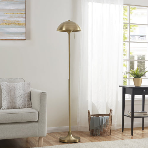 Cozylumi™ 62" Modern Pull-chain Brass Floor Lamp with Brass Dome Shade