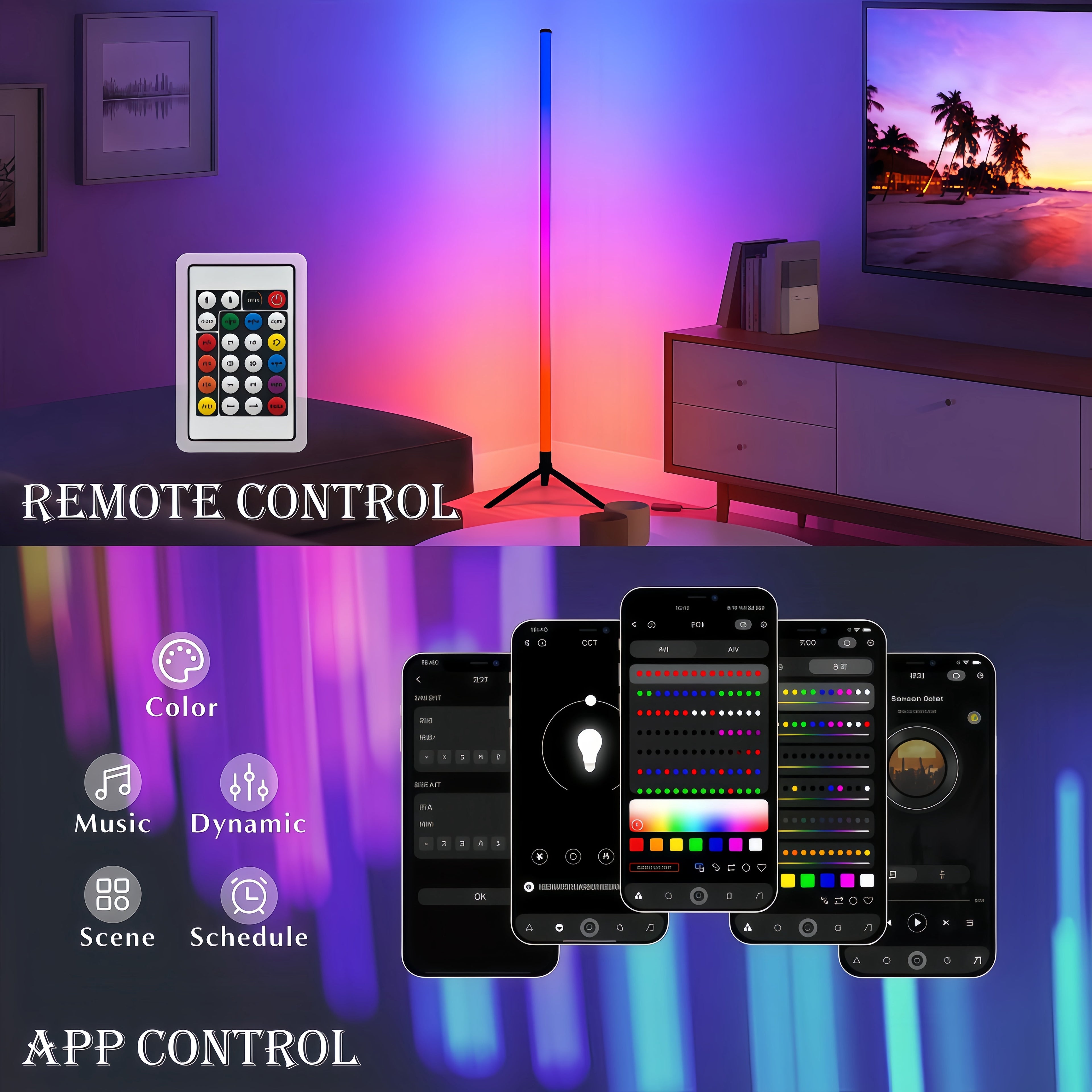 Cozylumi™ LED Floor Lamps Smart RGB Led Corner Floor Lamp with Spotlight,20 Million