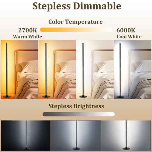 Cozylumi™ 63" Floor Lamp,Modern Color Changing Standing Lamp, Stepless Dimmable Corner