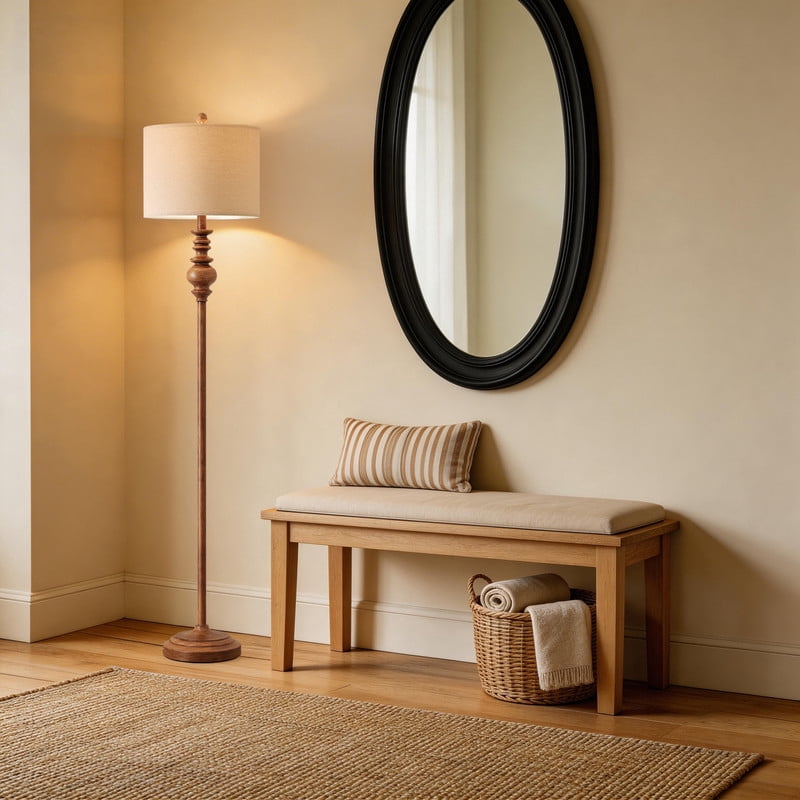 Cozylumi™ 64.25" Farmhouse Floor Lamp,Brown Bedside Lamp with Fabric Shade,Standing